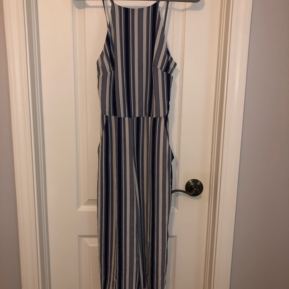 Blue & White Striped Cropped Jumper